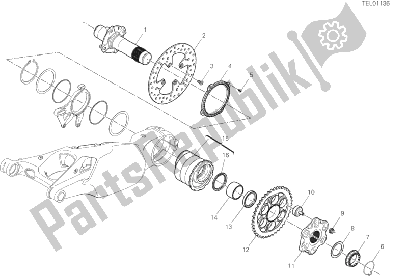 All parts for the Rear Wheel Spindle of the Ducati Superbike Panigale V4 S Brasil 1100 2020